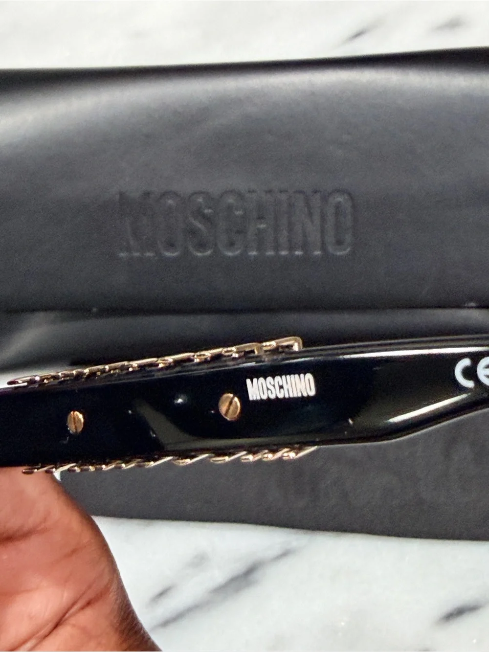 Moschino Black Sunglasses with Gold Logo Accents